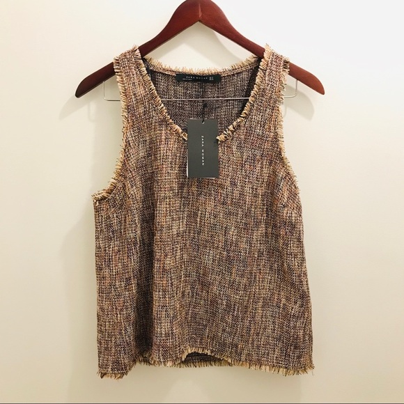 NWT Zara Woman Tweed Knit Tank Top medium - Picture 2 of 7